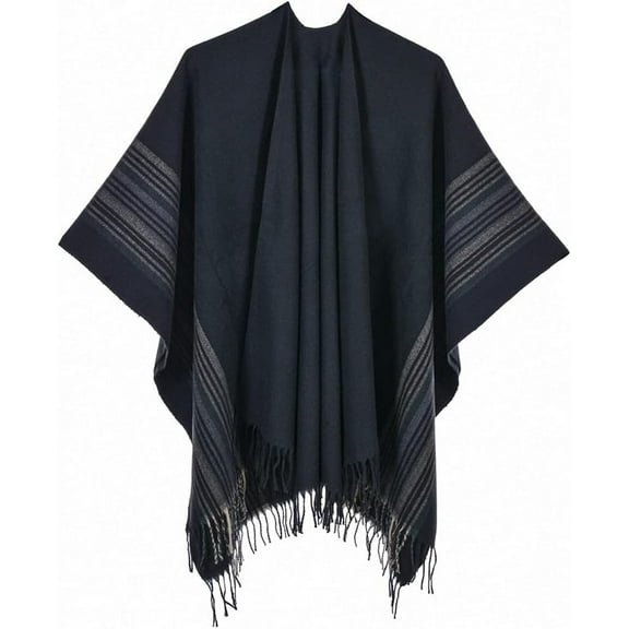 ZhangBaoLin Women's Tassel Shawls Wraps Warm Winter Open Front Poncho Cape Oversized Cardigan Sweater Coat