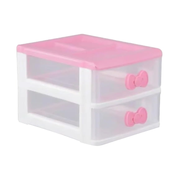 ZhangC 2 Drawers Small Pink Plastic Drawers Organizer, Cute Mini Desktop Storage Drawers, Small Pink Drawers Desk Organizer for Bathroom, Vanity, Office and Bedroom