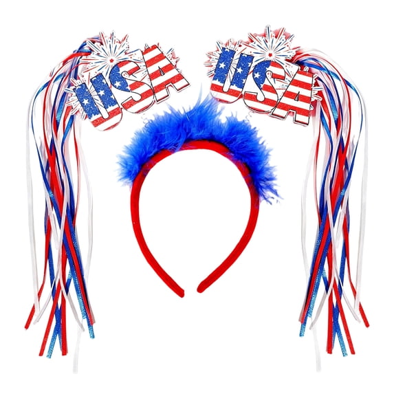 ZhangC 4th of July Patriotic Headband, Independent Day Red White and Blue Headband Decoration, 250th Anniversary Patriotic Accessories, Gifts for Women