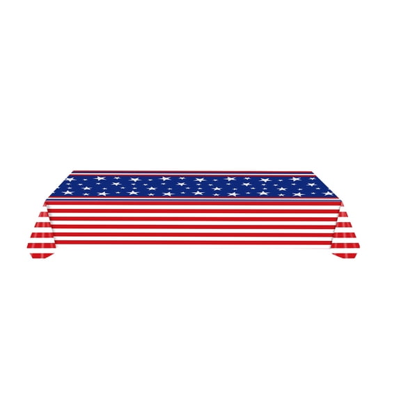 ZhangC 4th of July Patriotic Tablecloth, 54"x108" Independence Day Red White and Blue Plastic Table Cloth, Independence Day Party Decorations for Outdoor Picnic, Camping and Home