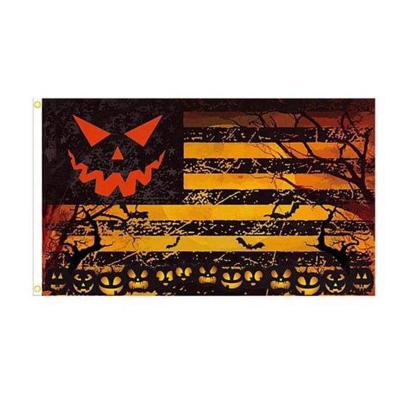 ZhangC 5x3 Ft Large Pumpkin Ghost Flags, Halloween Flag, Scary Halloween Decoration, Garden Flag Banner for Indoor Outdoor Home Yard Outside Decor, USA Festival Rave Banner Decor