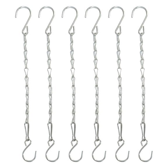 ZhangC 6 Pack 11 Inch Plant Hanger, Hanging Chains with S Hooks for Hanging Plants, Adjustable Replacement Plant Hangers Outdoor for Bird Feeders, Lanterns and Flower Basket Pots(Silver)
