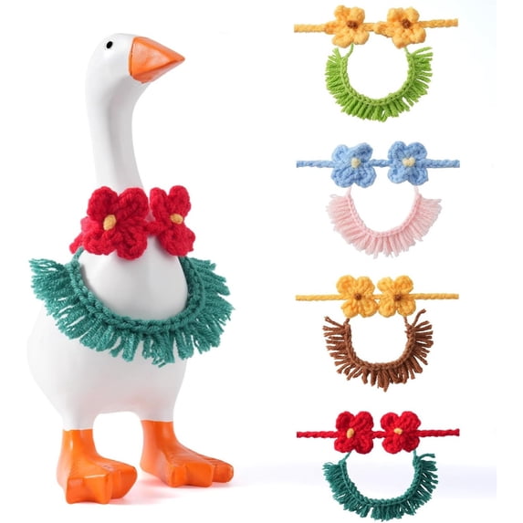ZhangC 7 Inch Mini Desk Goose Outfits, 4Pcs Summer Dress with Bag and Hat, Magnetic Desktop Goose Key Holder Birthday Party Dress for Mini Porch Goose Decorative