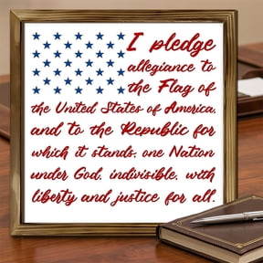 ZhangC American Pledge of Allegiance Plaque, 4th of July Patriotic Decor Wooden Sign, Indoor Decor for Independence Day Memorial Day, Rustic USA Wall Art Gift