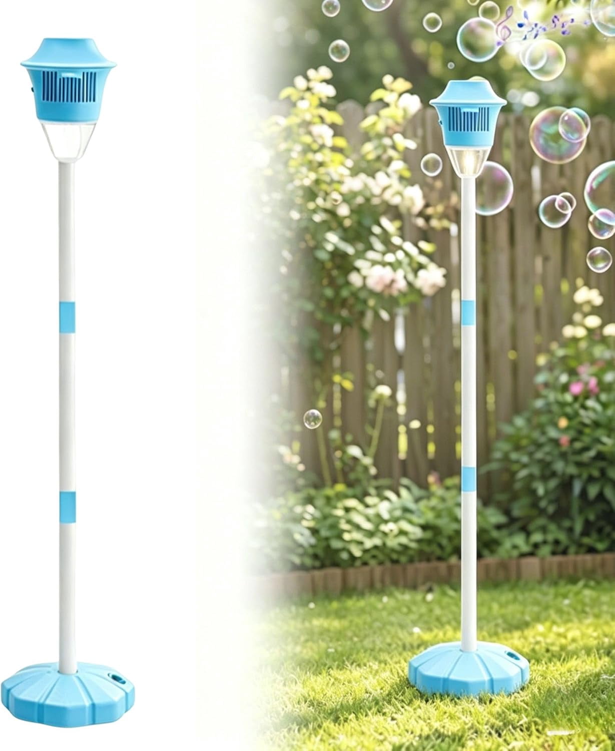 ZhangC Automatic Bubble Machine with Lights, Rechargeable Standing Bubble Maker, Adjustable Height Street Light for Outdoor Garden, Patio, Wedding, Party and Event Decor(Pink)