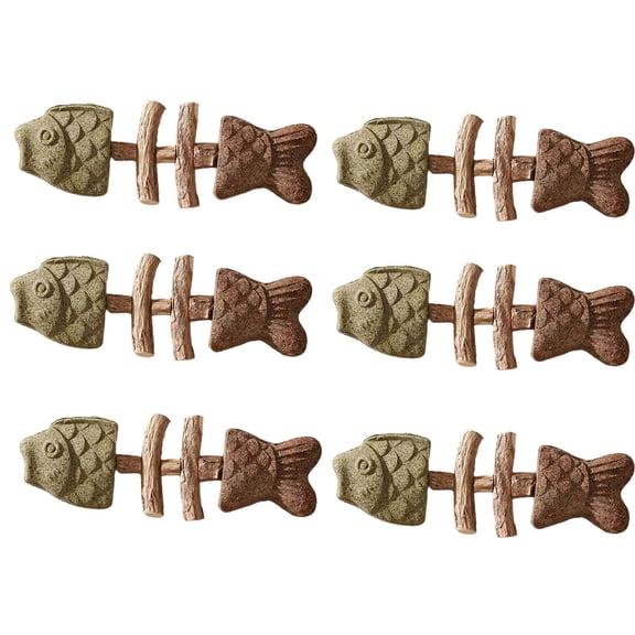 ZhangC Catnip and Silvervine Chew, Natural Fishbone Chew Toy for Cats, Fishbone-Shaped Cat Dental Toy for Chewing, Licking, Pawing, Boredom Relief & Enrichment for Cats, 6 Pcs