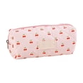 thumbnail image 1 of ZhangC Checkered Cherry Pencil Pouch, 7.5x3.2 Inch Cute Cotton Quilted Storage Bag, Soft Pen Case Makeup Brush Organizer for Office, Home and Travel, Pink, 1 of 6