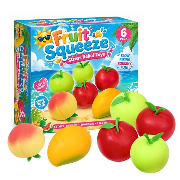 ZhangC Fruit Squishies Gift Box, Fruit Squishies Surprise Box, Realistic Fruits Squeeze Ball, Slow Rising Stress Relief Fidget Sensory Ball, Gift for Family and Friends