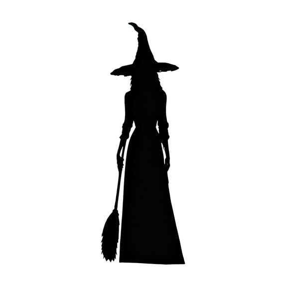 ZhangC Halloween Mirror Witch Decal Sticker, 11.8 Inch Removable Waterproof Black Sheet Witch Window Wall Decal, Spooky Glass Door Decoration for Indoor Home and Office