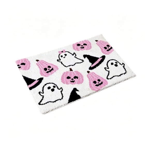 ZhangC Halloween Spooky Ghost Bath Mat, 15.7x23.6 Inch Gothic Bathroom Rug, Soft Plush Non-Slip Washable Ghost Bath Rug & Doormat for Halloween Decor, Machine Washable