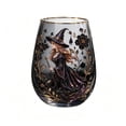 thumbnail image 1 of ZhangC Halloween Witch Floral Devise Wine Glass, 14.2 Oz Gold Rim Stemless Drinking Glass, Decorative Witch Flower Cup for Party, Home, Gift and Bar Use, Halloween Gift, 1 of 7