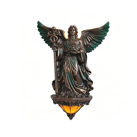 ZhangC Hermes Wall Lamp - 8in Resin Wall Sconce, Gothic Angel Light, Medieval LED Wall Decor for Bedroom, Living Room Hallway, Great Gift for Mythology Enthusiasts