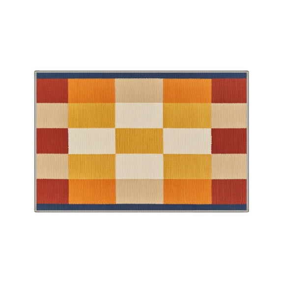 ZhangC Living Room Rug, Minimalist 24x35 Inches Washable Non-Slip Short Pile Soft Grid Rug, Practical and Non-Slip Rug for Kitchen Hallway Bedroom Linen