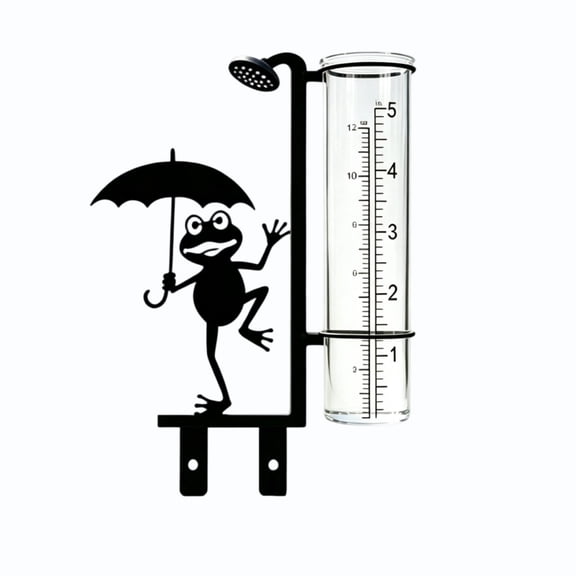 ZhangC Rain Gauge Garden Stake Metal Frog with Umbrella Decorative Rainfall Measuring Tool 7.9 Inch