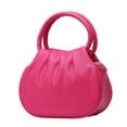 thumbnail image 1 of ZhangC Mini Ruched Puffy Clutch Handbag for Women, 7.9 Inch Small Zipper Wallet Crossbody Purse with Round Top Handle, Casual Evening Phone Card Bag, Shopping and Daily Use, Pink, 1 of 6