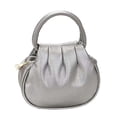 thumbnail image 1 of ZhangC Mini Ruched Puffy Clutch Handbag for Women, 7.9 Inch Small Zipper Wallet Crossbody Purse with Round Top Handle, Casual Evening Phone Card Bag, Shopping and Daily Use, Silver, 1 of 6