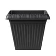 thumbnail image 1 of ZhangC Square Plants Planters 6 Inch High, Heavy Duty Plastic Flower Pots with Removable Drainage Tray & Water Control Stopper, Matte Decorative White Plant Pot(Black), 1 of 6