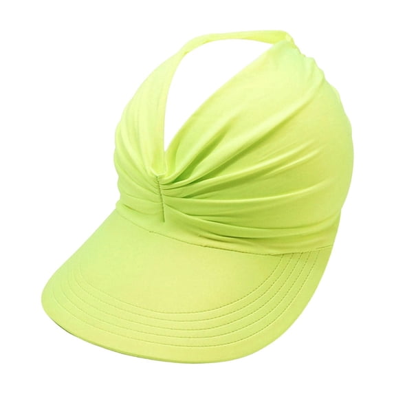 ZhangC Women's 50+ UV Protection Sun Visor Hat, Sun Hats for Women, Lightweight Foldable Adjustable Ponytail Sports Cap for Outdoor Sports Beach Golf Running, 9 Colors Available(Green)