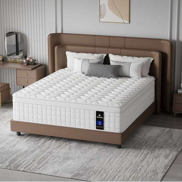 12 Inch Queen Mattress, Medium Firm Hybrid Queen Mattresses, Memory Foam Mattress in a Box with Individually Wrapped Pocket Springs, Reinforced Edge Support, Pressure Relief, Motion Isolation