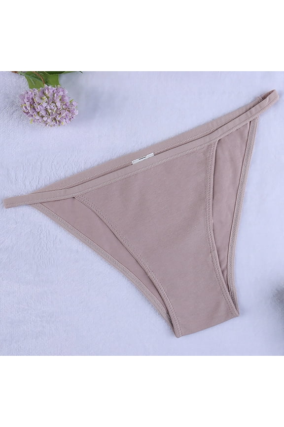 Cotton Underwear Plus Size String Bikini Waist Underwear High Cut Briefs Soft Breathable, Pink Stretchy Cotton String Underwear, Pink XL, Size M-XL