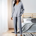 thumbnail image 1 of ZhangNan Cute Pajama Sets Long Sleeve Sleepwear Button Loungewear Soft 2 Piece Set With Pockets Long Pants Satin Fabric 2PC, One Size, Size M-2XL, 1 of 9