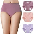 thumbnail image 1 of ZhangNan High Waisted Large Size Pure Cotton Hygroscopic Underwear Anti Side Leakage 3 Pack, Purple Cotton Underwear 3 Pack, Purple 3XL, Size XL-5XL, 1 of 6