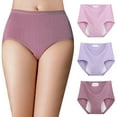 thumbnail image 1 of ZhangNan High Waisted Large Size Pure Cotton Hygroscopic Underwear Anti Side Leakage 3 Pack, Purple Cotton Underwear 3 Pack, Purple XL, Size XL-5XL, 1 of 6