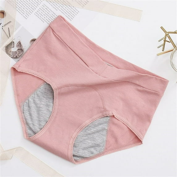 ZhangNan High Waisted Leak Proof Underwear Cotton Overnight Menstrual Briefs 3 Layer Highly Absorptive, Pink Full Coverage Menstrual Cotton Briefs, Pink 2XL, Size L-5XL