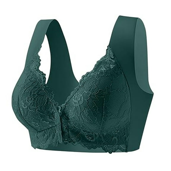 ZhangNan Senior Bras For Everyday Wear, No Underwire Front Closure Lace Senior Full Coverage Support Everyday Bralettes, Black Front Closure Bras For Easy Dressing, Black 4XL, Size M-5XL