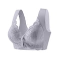 thumbnail image 1 of ZhangNan Senior Bras For Everyday Wear, No Underwire Front Closure Lace Senior Full Coverage Support Everyday Bralettes, Gray Front Closure Bras For Easy Dressing, Gray M, Size M-5XL, 1 of 9