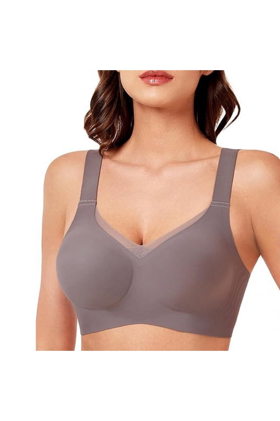 Soft Thin Breathable Bra Underwear Water Drop Cup Upper Support Gathers Design Adjustable Shoulder Straps Non Underwire For Daily Wear, Gray L, Size S-4XL