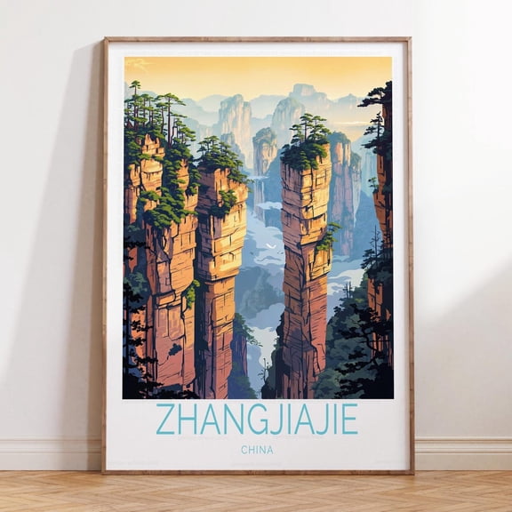 Zhangjiajie China Home Decor Travel Scenery Wall Art V2, Unframed Paper Print Size 24x36