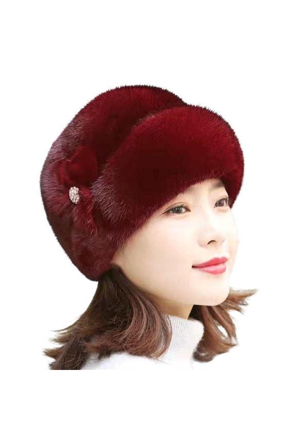 Beanie for Delicate Women Winter Middle and Elderly Hats Winter Faux Flower Decor Hats Elderly Hats Mothers Grandma Old Ladies Hats Fashion Winter Accessories