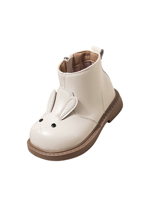 Girl-s Soft Sole with Girls Cute Rabbit Toddl-er Martin Boots, Cute British Style