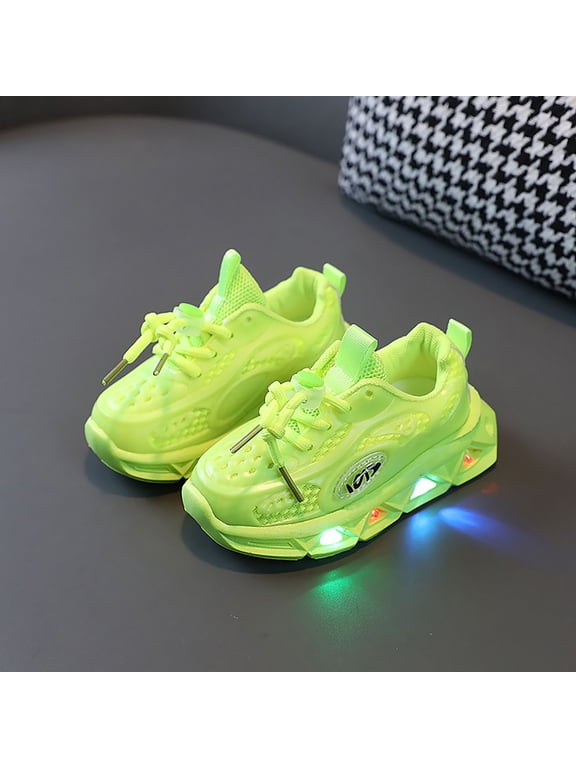 Kid-s Light Up Shoes Tod-dler Breathable LED Sneakers B-oys and G-irls Soft Sole Walking