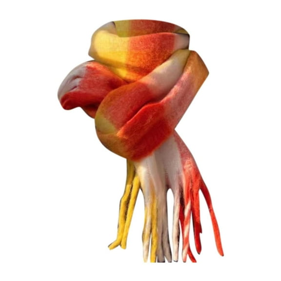 Zhangnan Scarf for Elegant Women Woven Knitted Scarf with Colourful Check Pattern and Long Thick Fringes Warm Winter Fashion Winter Accessories