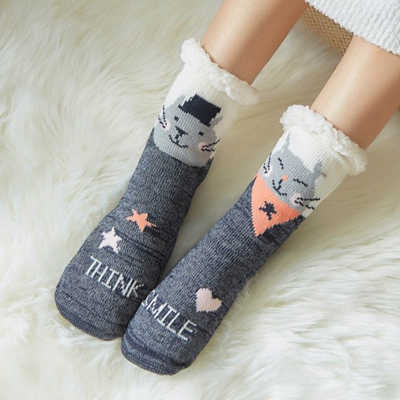 Zhangnan Womens Winter Fuzzy Socks Warm Plush Thermal Crew Cabin Slipper Socks Christmas Holiday Gift Cozy Soft Home Bed Socks-14