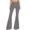 thumbnail image 1 of Zhangyan Bell Bottom Jeans for Women High Waisted Stretch Plaid Flare Jeans Slimming Denim Wide Leg Bootcut Pants(Black and White Checkered,16), 1 of 7