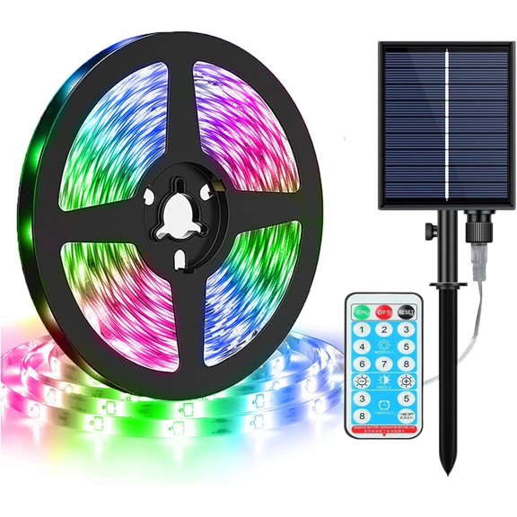 Zhangyh 240LED Solar Strip Lights Outdoor, Waterproof 10M Flexible LED Rope Lights Solar Strip 8 Modes Remote Control for Garden Porch Christmas Pathway Home Umbrella Courtyard Decoration