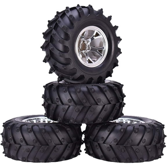 Zhangyh 4pcs 125mm Tyre RC Monster Truck Rubber Tyres and Plastic Wheel Rims Set Compatible with 1/10 RC Crawler Car for Truggy Truck for HSP HPI Tamiya Kyosho