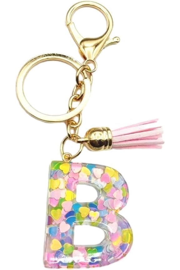 Initial Letter Keychain,26 Letters Tassel Decorative Letter Keychain,Name Keychain for Women Girls
