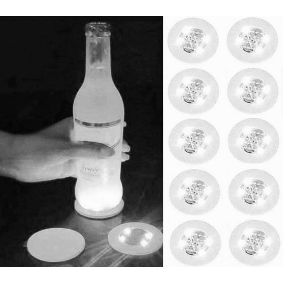 Zhangyh LED Coaster,Light Up Coasters,LED Bar Coasters, LED Sticker Coaster Discs Light Up for Drinks,Flash Light Up Cup Coaster Flashing Shots Light