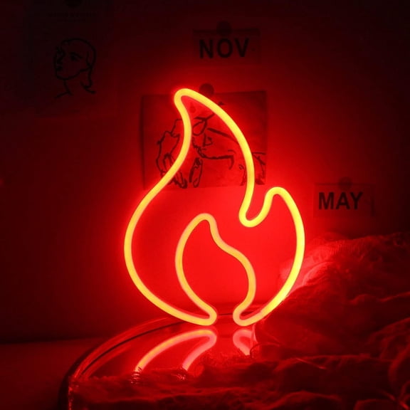 Zhangyh LED Neon Sign,Flame Neon Sign Night Light Wall LED Neon Lamp USB Battery Powered Led Neon Light Sign for Home Bedroom Bar Party Decoration