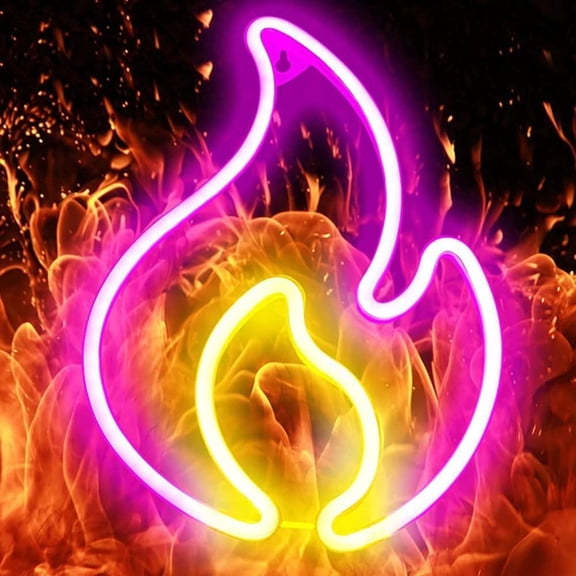 Zhangyh LED Neon Sign,Flame Neon Sign Night Light Wall LED Neon Lamp USB Battery Powered Led Neon Light Sign for Home Bedroom Bar Party Decoration