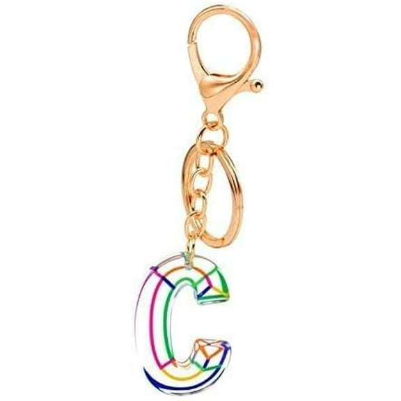 Zhangyh Letter Keychain:Initial Letter Keychain,Gold 26 Letters Backpack Keychains for Girls Boys