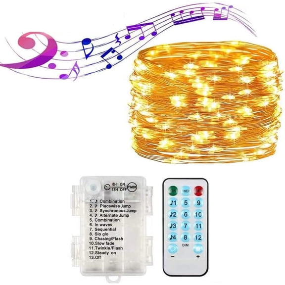 Zhangyh Music Copper Wire String Lights,10M 100LED Waterproof Sound Activated Music Synchronization Fairy Lights Copper Wire Wizard Lights 11 Mode for Bedroom, Christmas, Indoor, Outdoor
