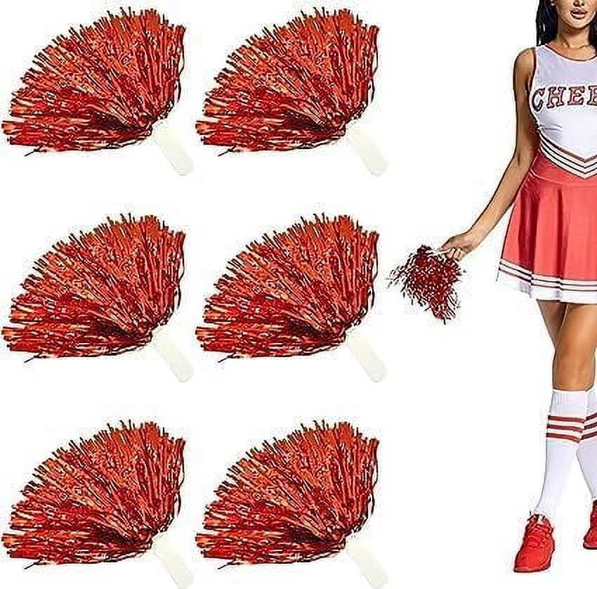 Zhangyh Pom Poms Cheerleading,Fluffy Cheerleader Pompoms with Baton Handle,Metallic Pom Poms Cheerleading for Adults Team Spirit Sports Game Dancing Party (Blue, 4 Pack)