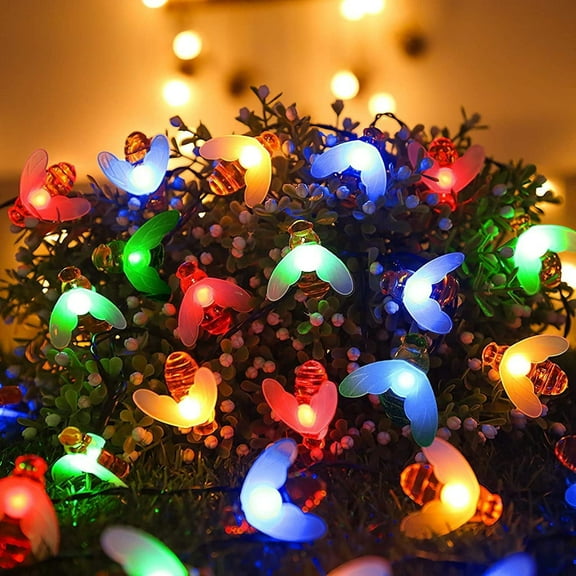 Zhangyh Solar Honey Bee String Lights,LED Bumble Bee Fairy Lights Outdoor Waterproof Solar Honeybee Decoration Lights Bumble Bee Lights for Summer Garden Patio Tree Party