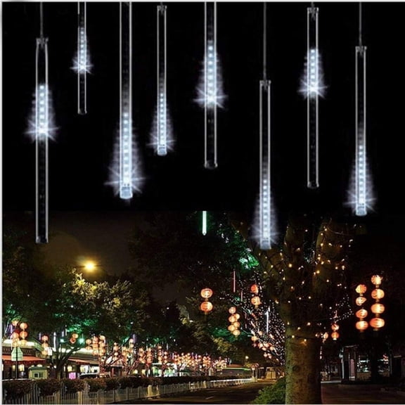 Zhangyh Solar Meteor Shower Lights,30cm 10 Tubes 360LED Falling Raindrop Cascading Icicle Fairy Lights,Decorative rain String Lights for Holiday Party Wedding Christmas Tree Decoration