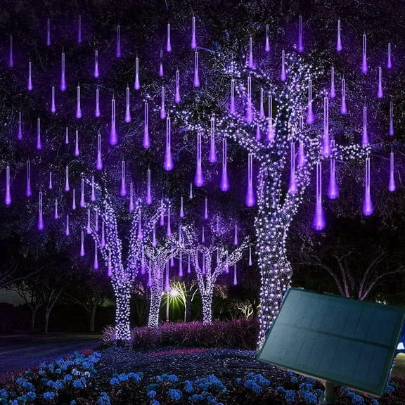 Zhangyh Solar Meteor Shower Lights,50cm 10 Tubes LED Falling Raindrop Cascading Icicle Fairy Lights,Decorative rain String Lights for Decoration